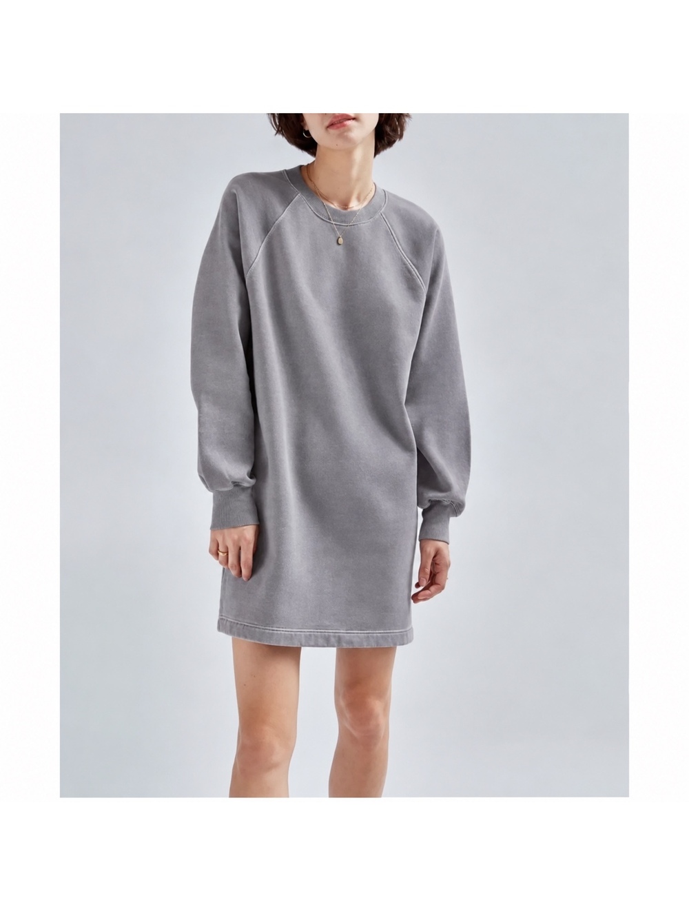 Aritzia Wilfred Free Free Fleece Sweater Dress Washed Gray Taupe